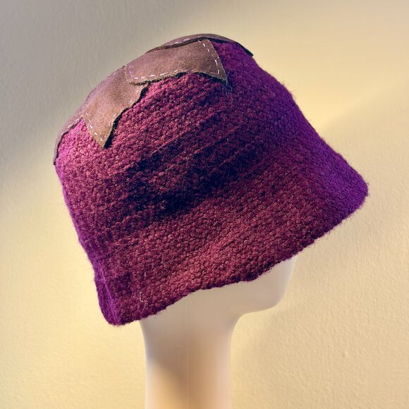 Purple Hat Handsewn Cloche Crochet Cottagecore One Size Woman\'s Boho main image 12